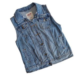 Distressed Vintage Style Denim Vest Mossimo Supply Company Size Medium